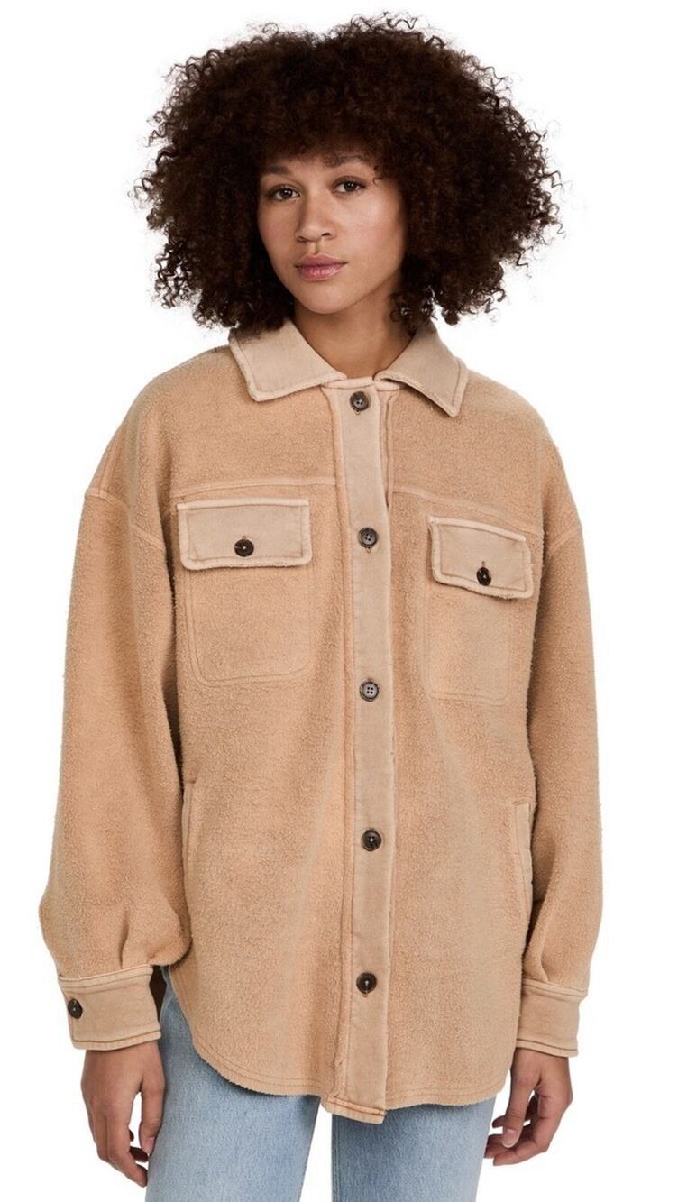 Free People Ruby Jacket Sweetheart Oversized Slouchy Size Lg Tan Distressed